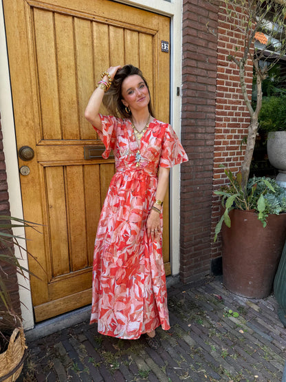 Gwenn maxi jurk bloemen v-hals