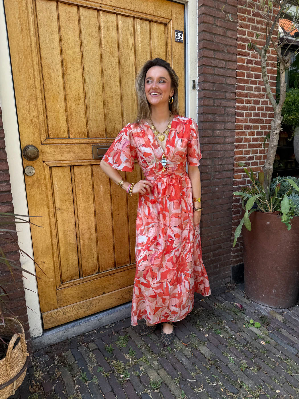 Gwenn maxi jurk bloemen v-hals