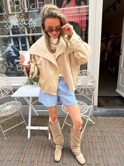 Tommy trenchcoat cropped beige