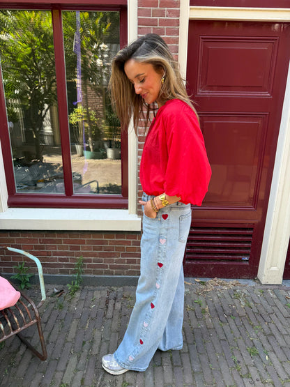Eef wide leg hartjes jeans mid waisted