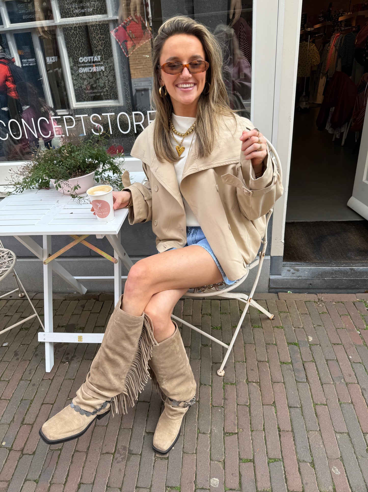 Tommy trenchcoat cropped beige