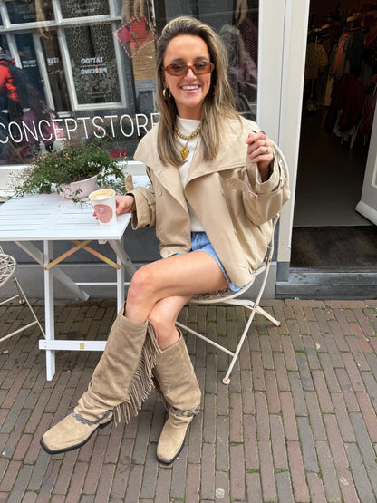 Tommy trenchcoat cropped beige