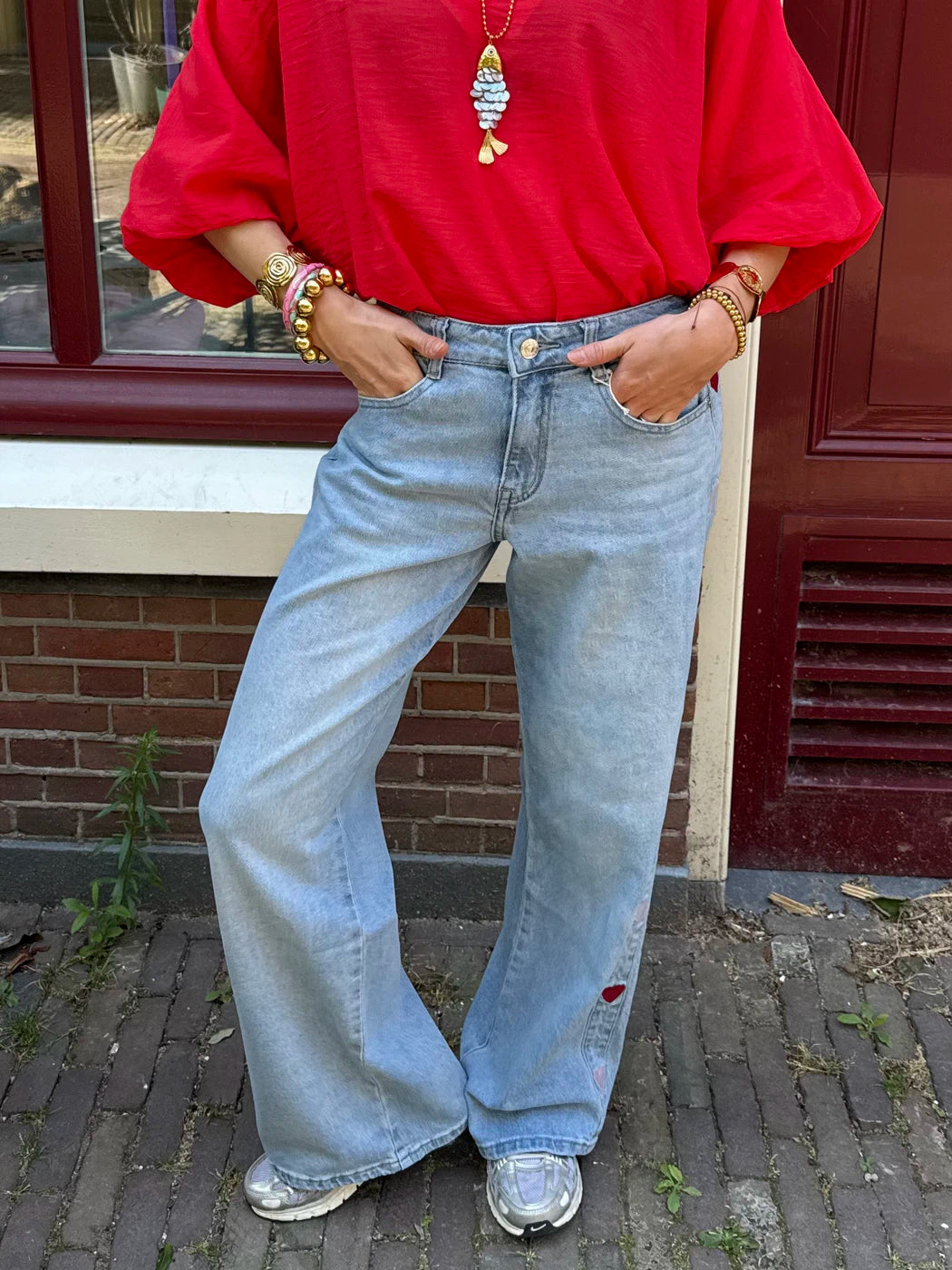Eef wide leg hartjes jeans mid waisted