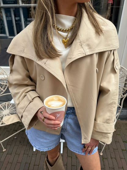 Tommy trenchcoat cropped beige