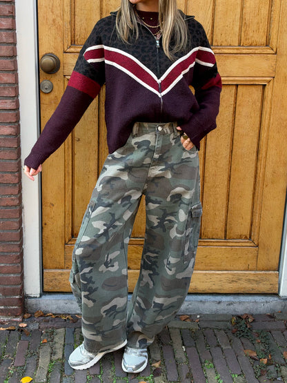 Dean vest panterprint/bordeaux rits