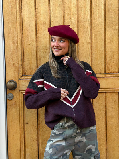 Dean vest panterprint/bordeaux rits