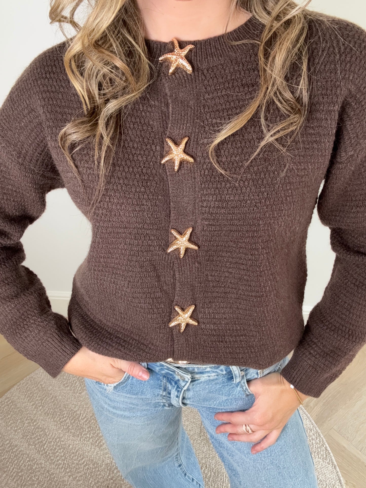 Stars cardigan chocolate brown