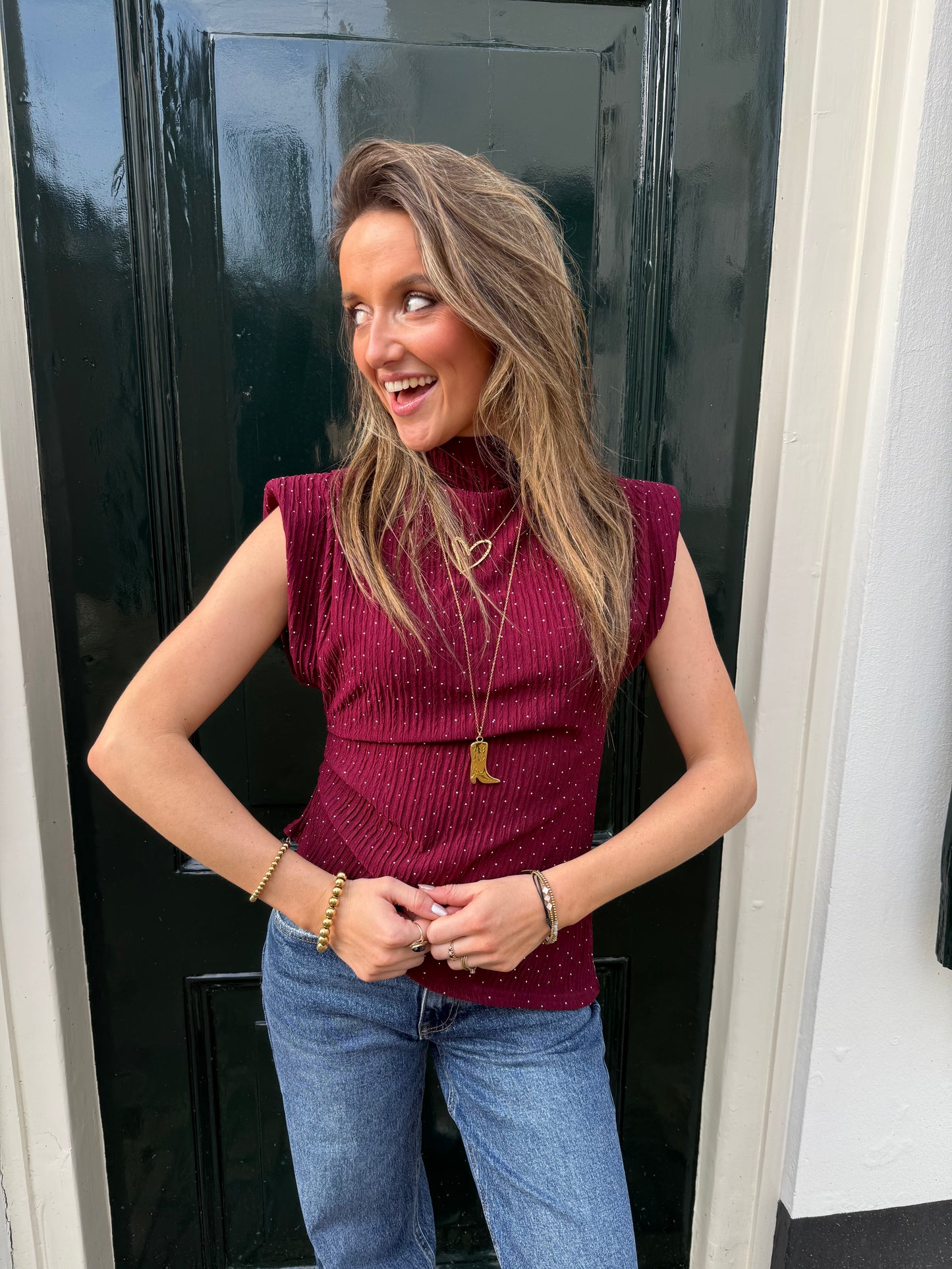 Lizzy glitter top burgundy