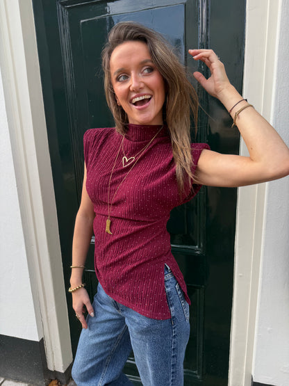 Lizzy glitter top burgundy