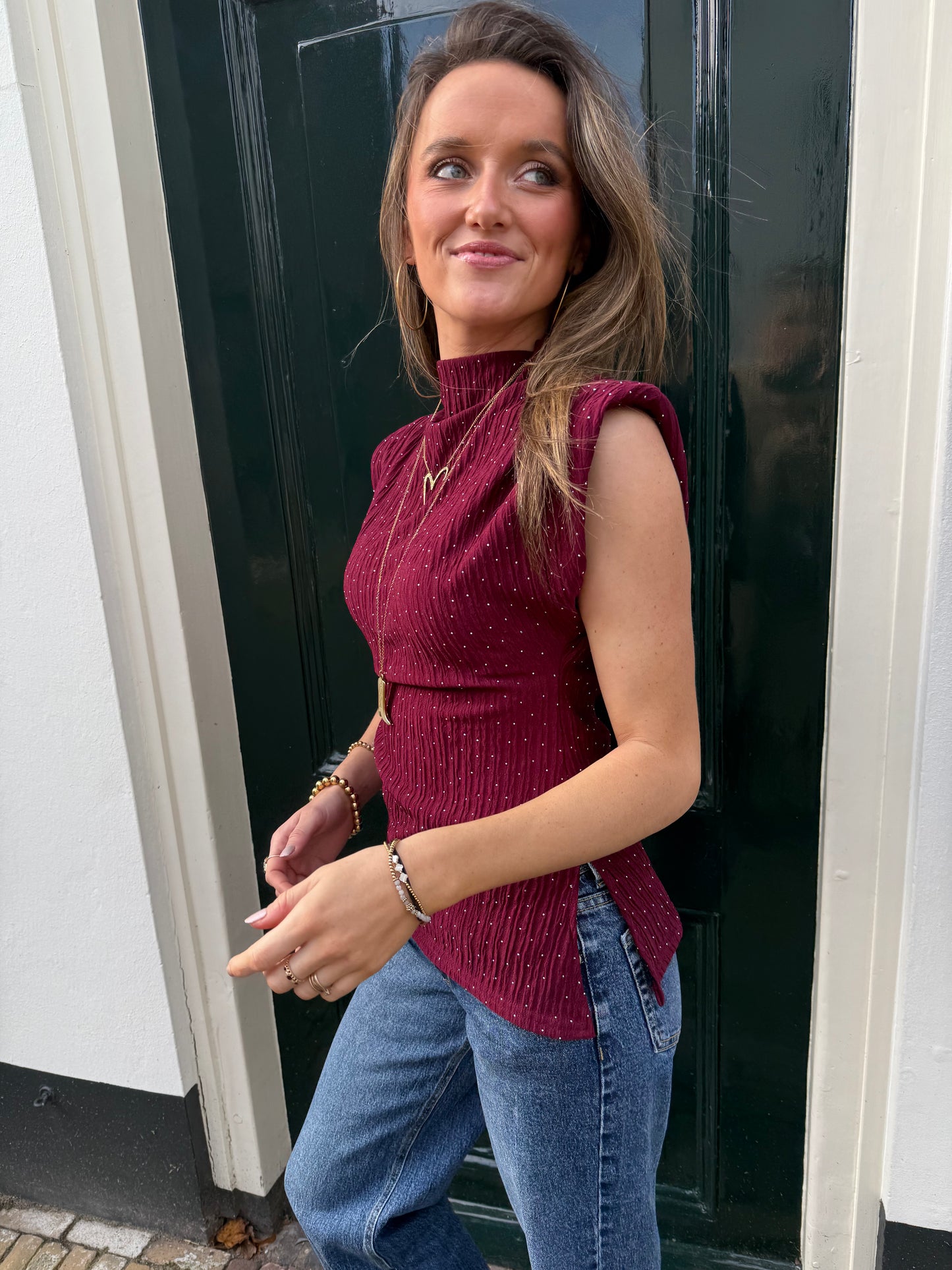 Lizzy glitter top burgundy