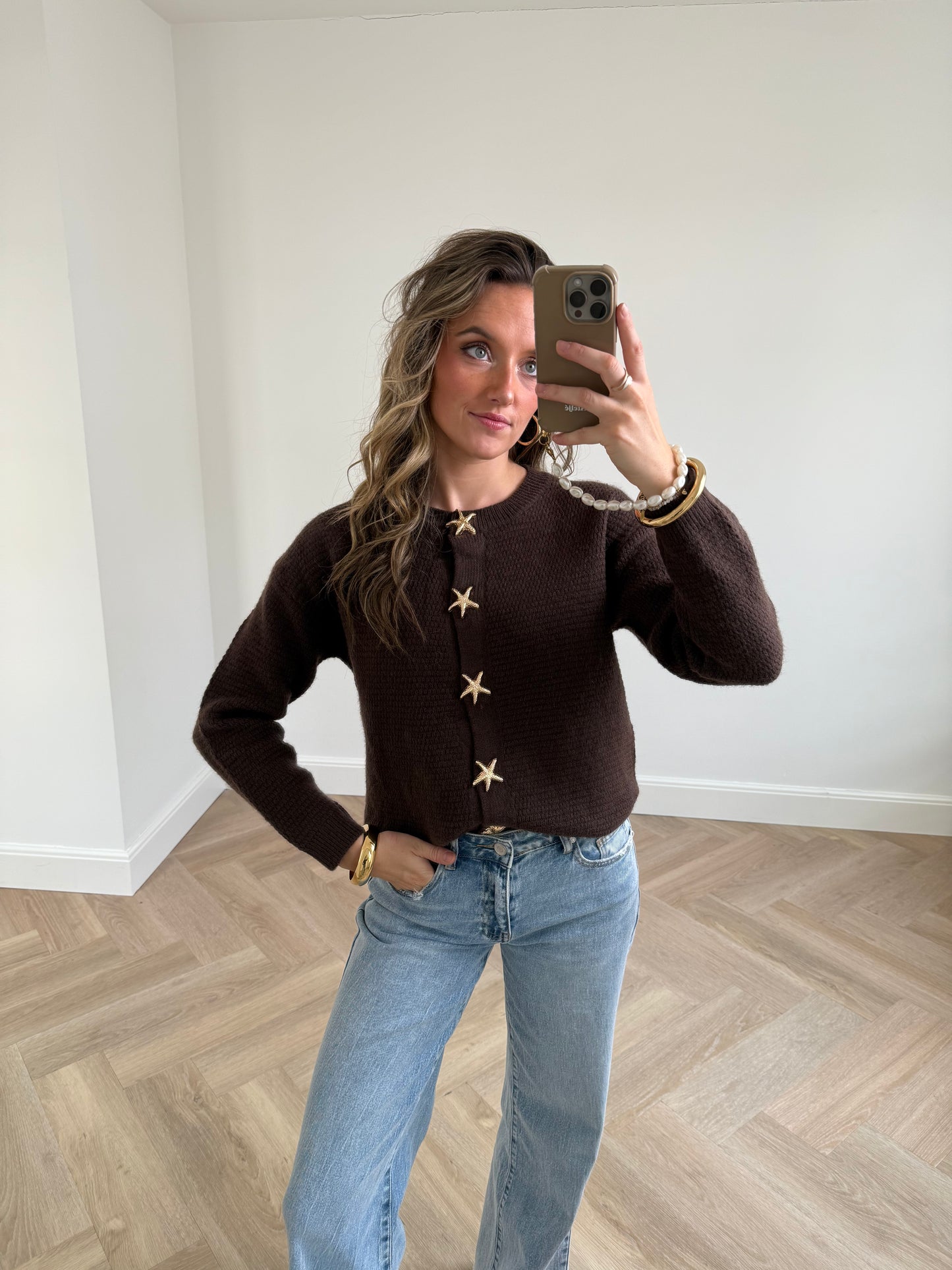 Stars cardigan chocolate brown