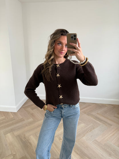 Stars cardigan chocolate brown