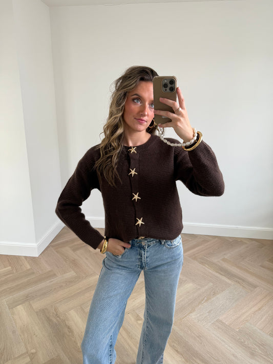 Stars cardigan chocolate brown