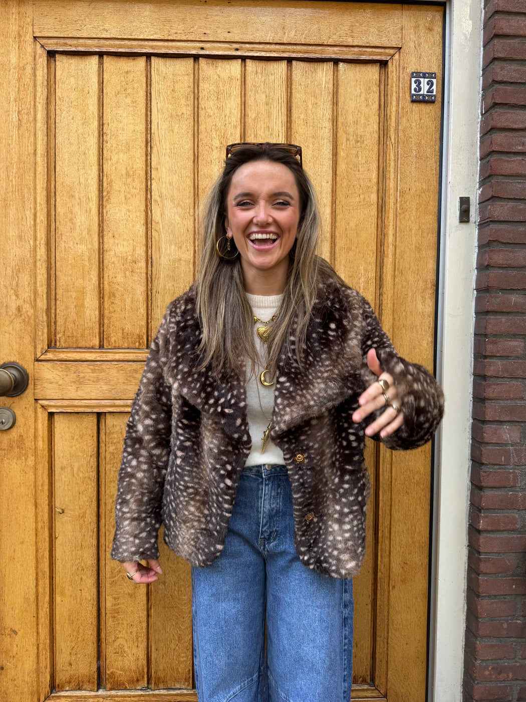 Ruby bambi print fur jasje