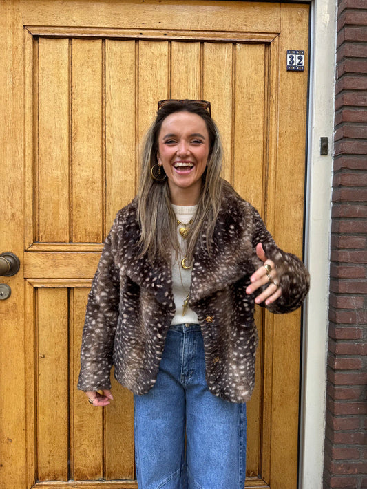 Ruby bambi print fur jasje