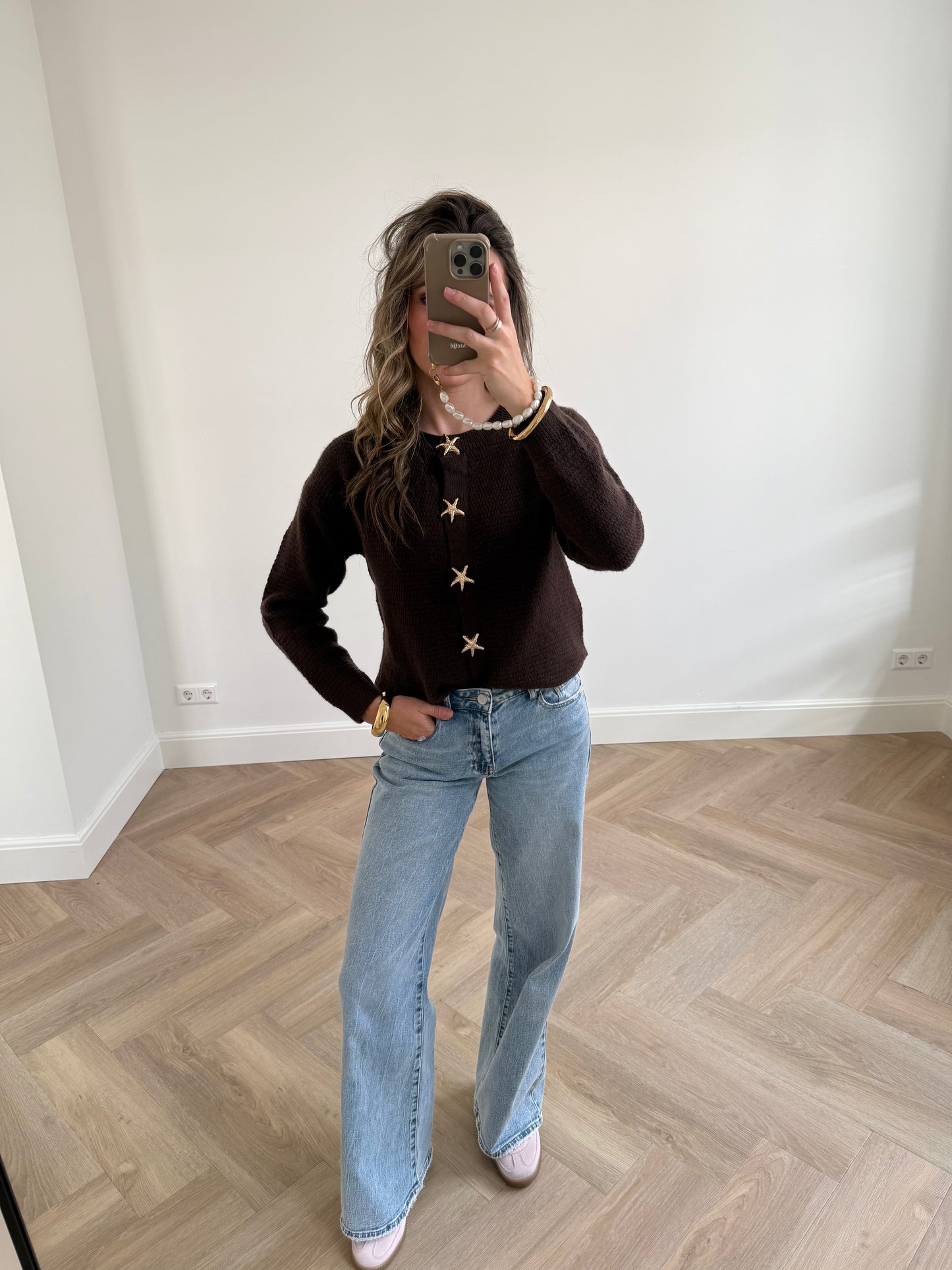 Stars cardigan chocolate brown