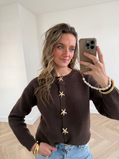 Stars cardigan chocolate brown