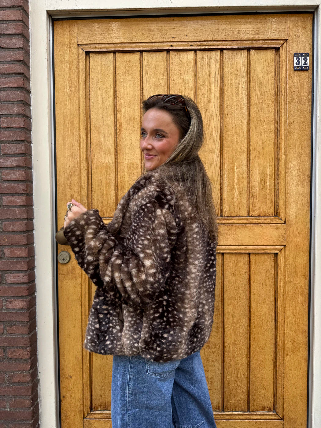 Ruby bambi print fur jasje