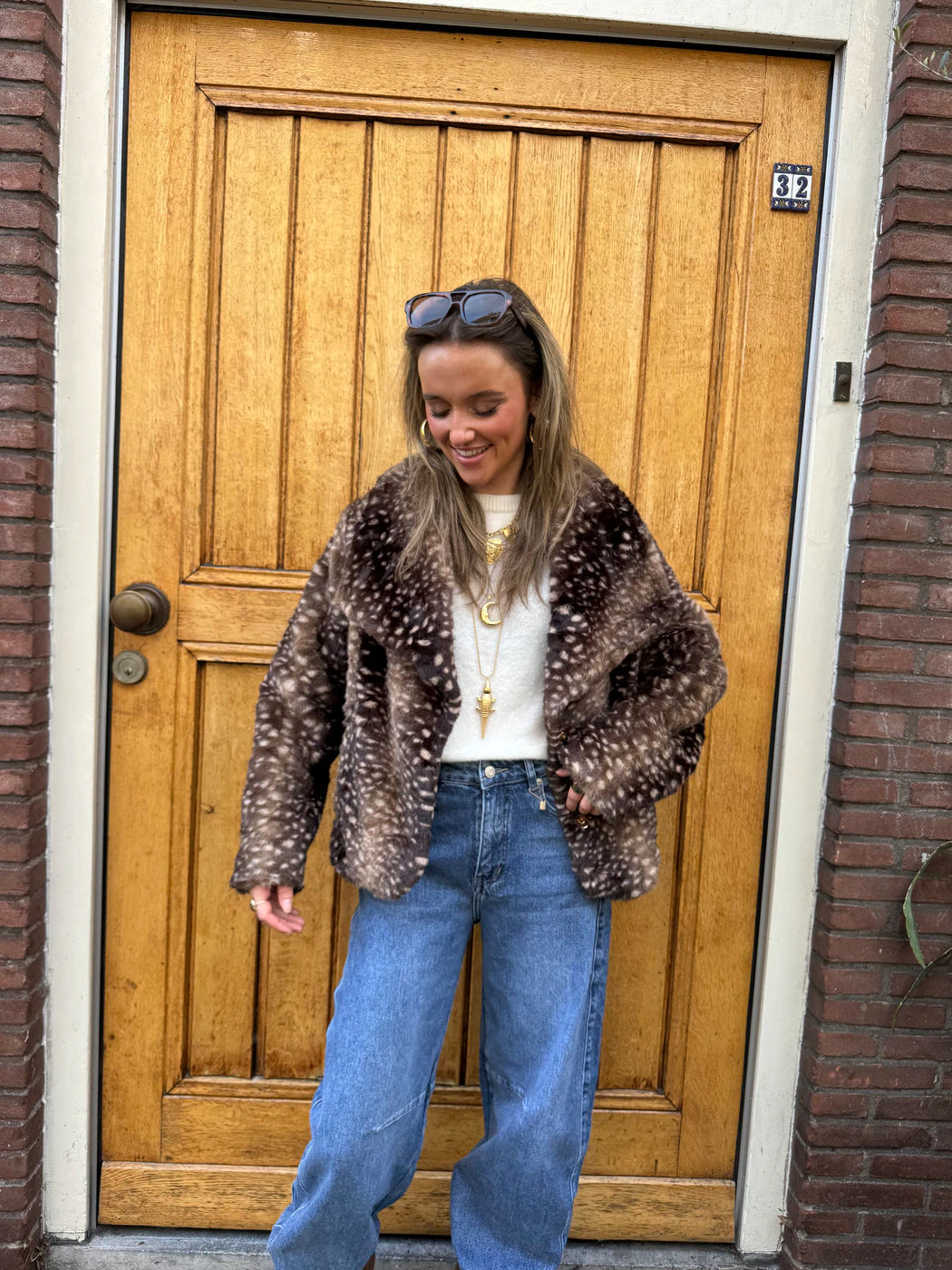 Ruby bambi print fur jasje
