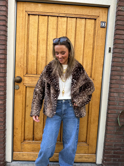 Ruby bambi print fur jasje