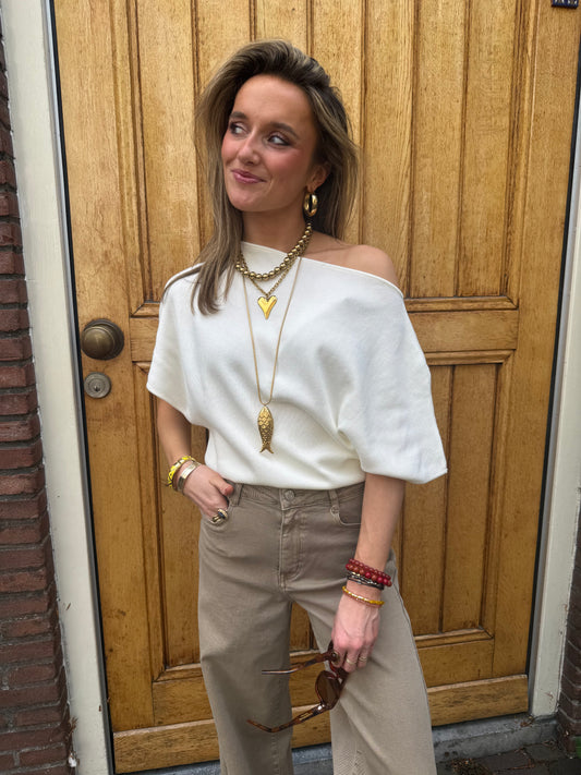 Winnie one shoulder top white