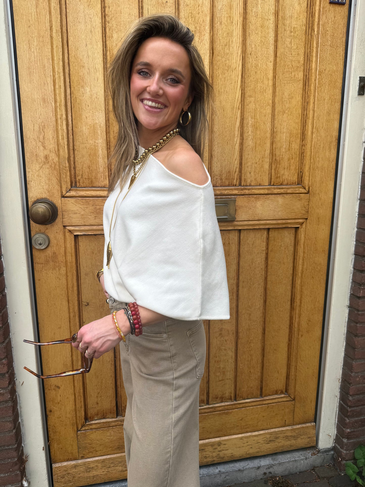 Winnie one shoulder top white