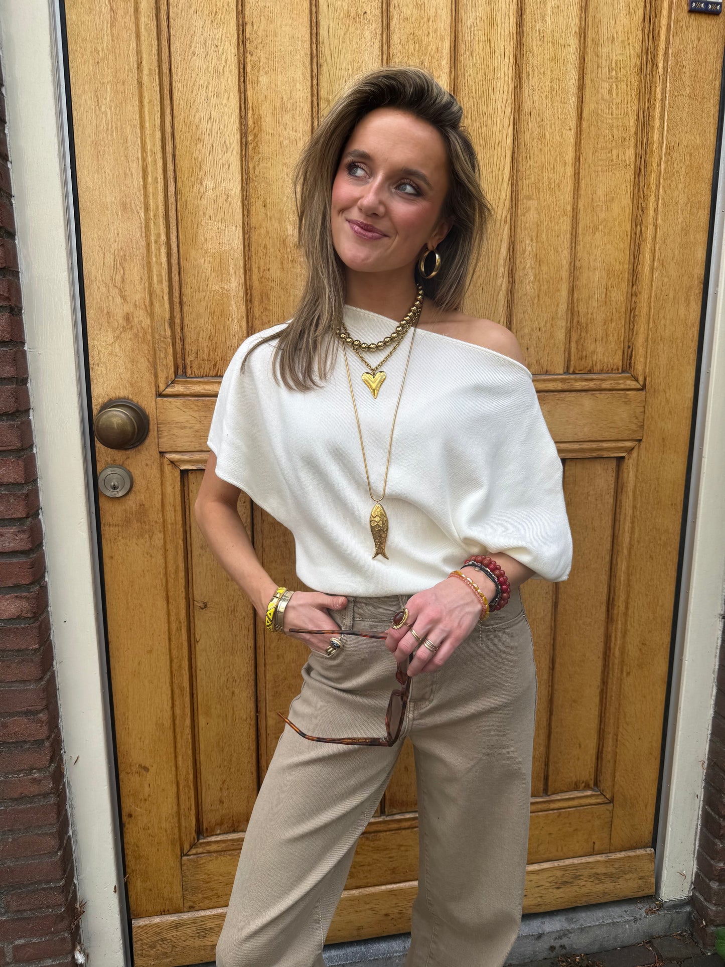 Winnie one shoulder top white
