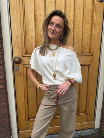 Winnie one shoulder top white