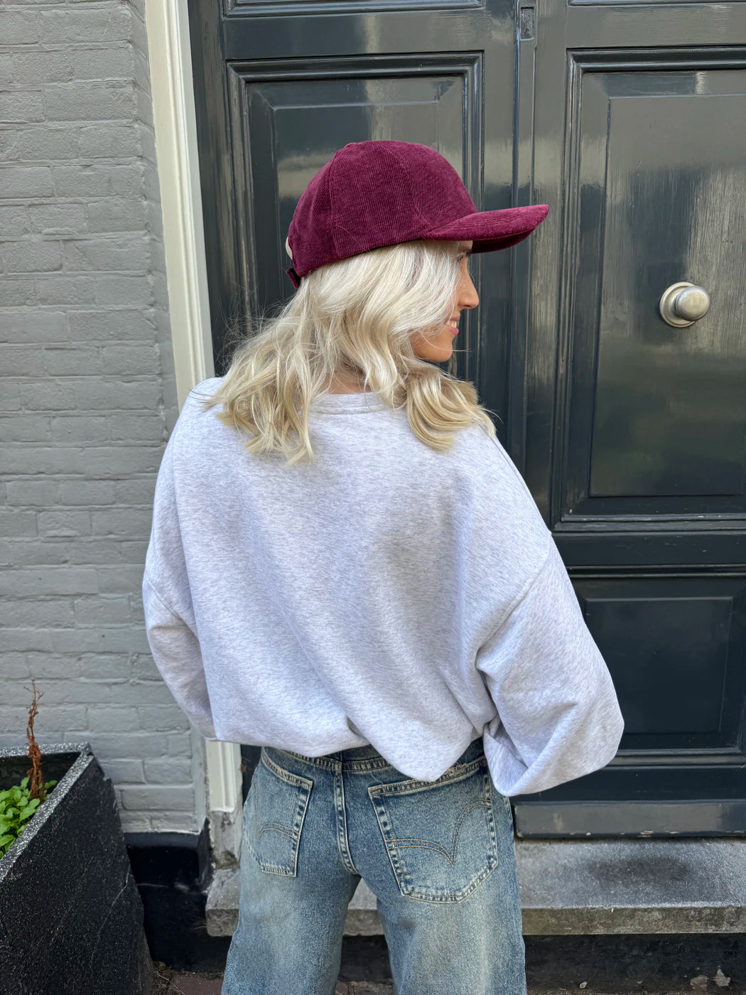 Paris sweater grijs/bordeaux