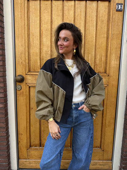Louie bomber jas beige/zwart