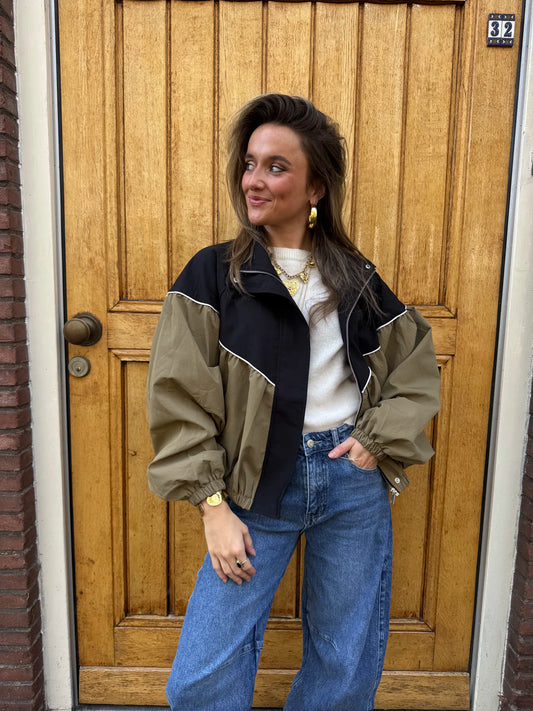 Louie bomber jas beige/zwart