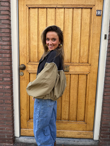 Louie bomber jas beige/zwart