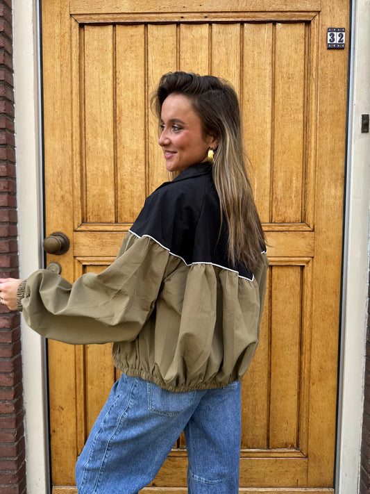 Louie bomber jas beige/zwart