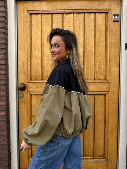 Louie bomber jas beige/zwart
