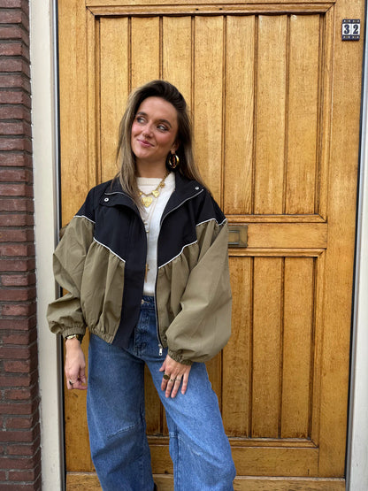 Louie bomber jas beige/zwart