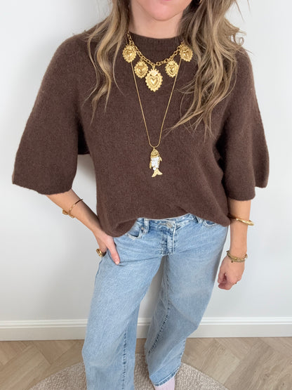 Bella knit chocolate brown