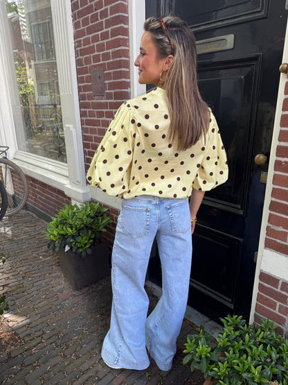 Mimi polkadot blouse geel/bruin