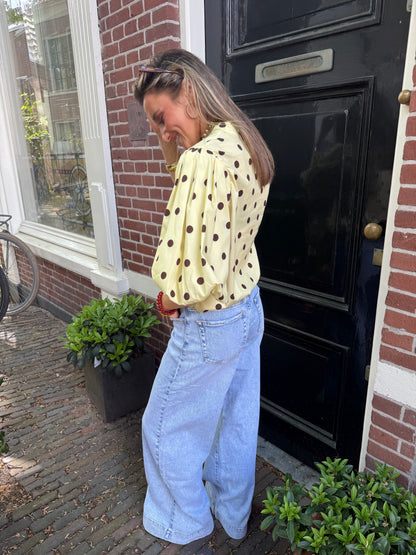 Mimi polkadot blouse geel/bruin
