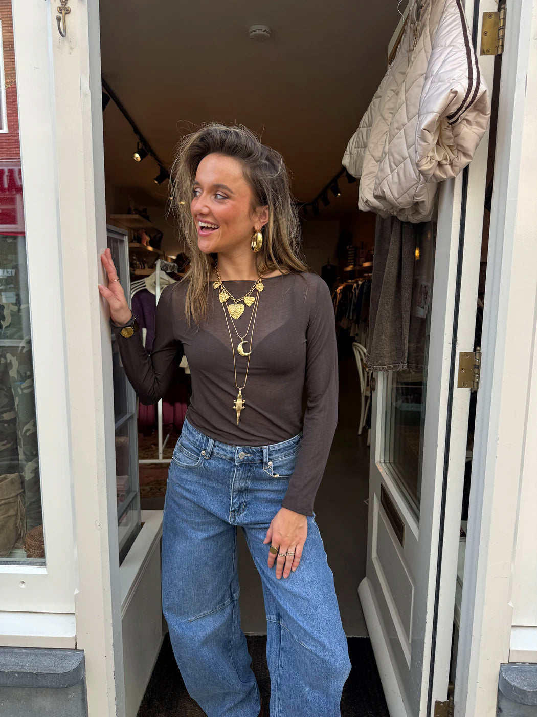 Vieve longsleeve cashmere donkerbruin