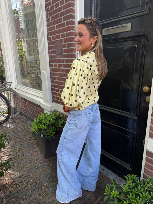 Mimi polkadot blouse geel/bruin