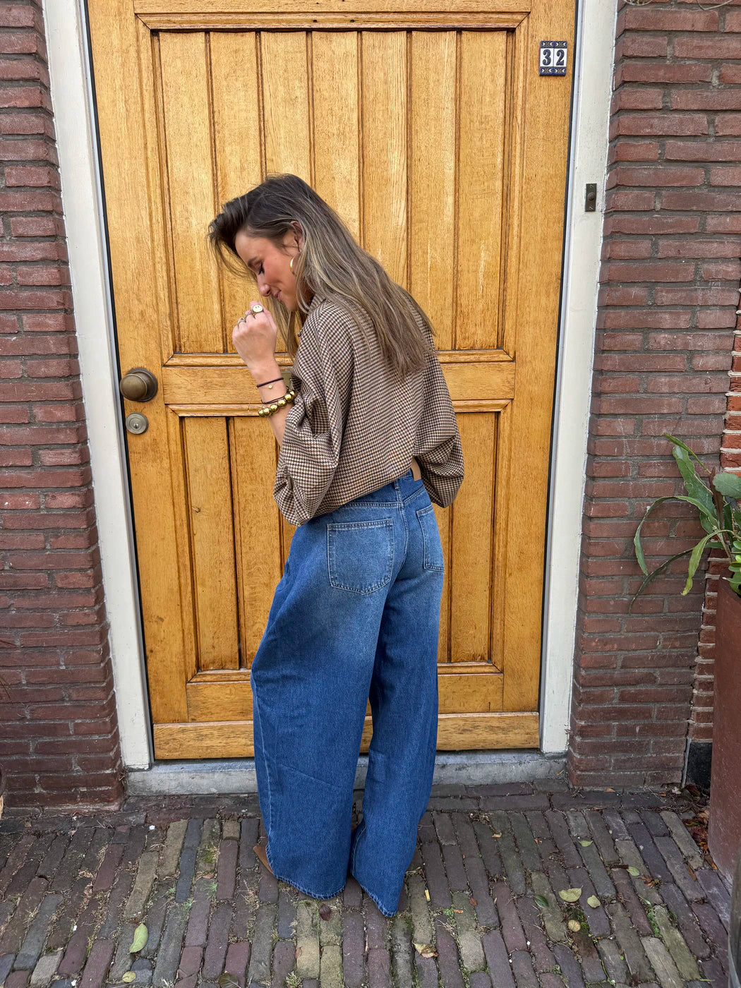 Lexie folded baggy jeans dark blue