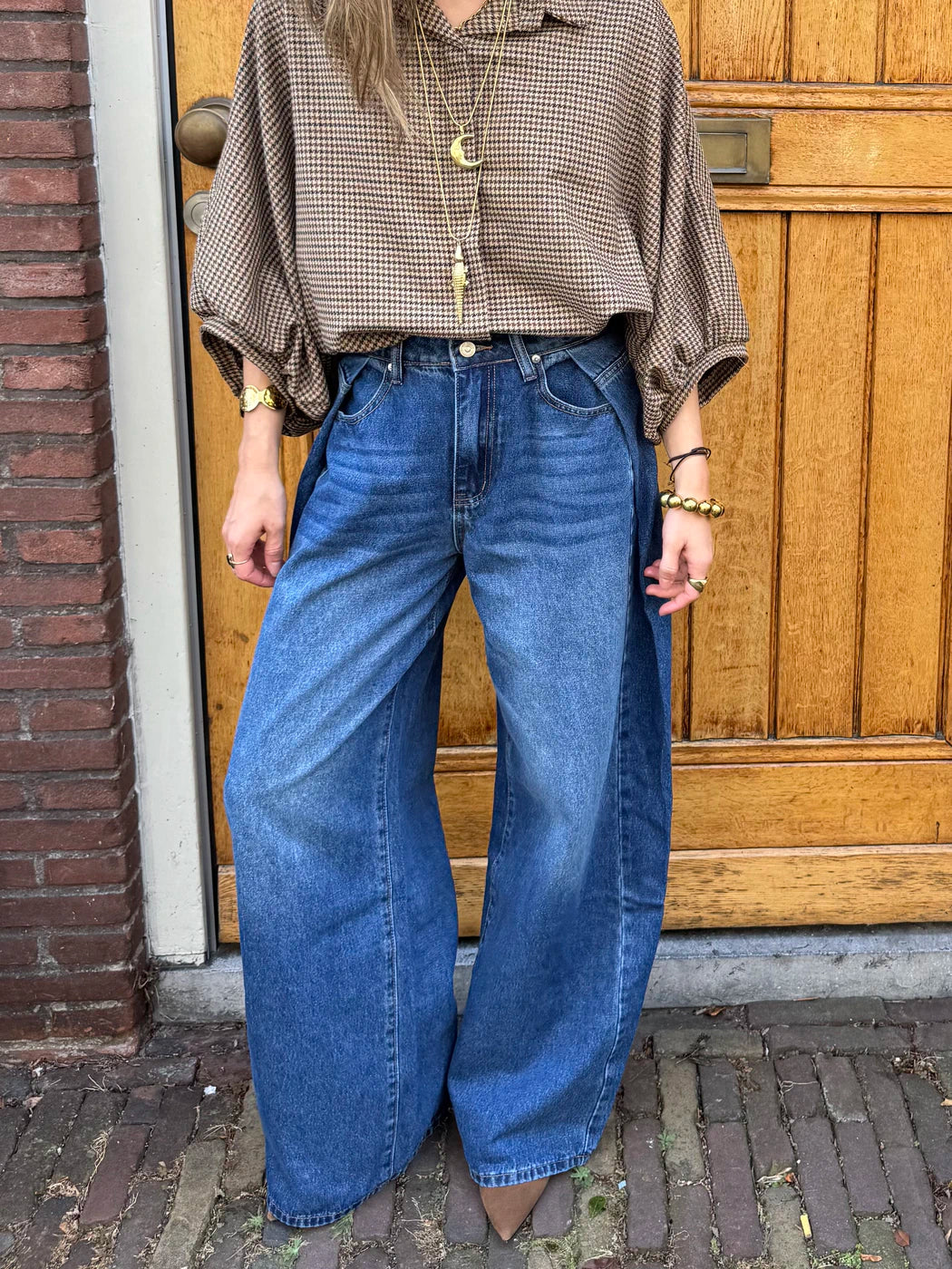 Lexie folded baggy jeans dark blue