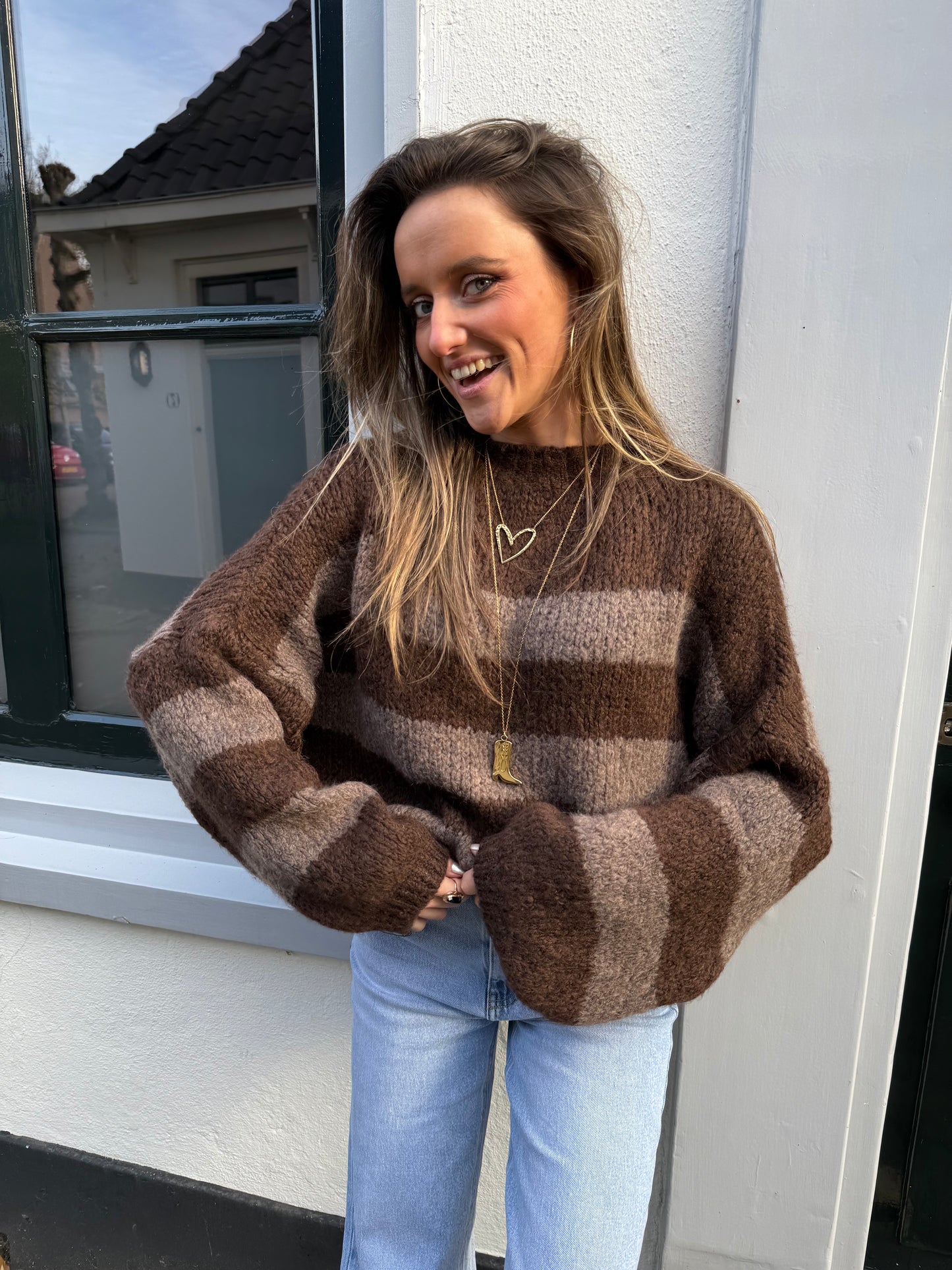 Ruby knit chocolate brown/taupe