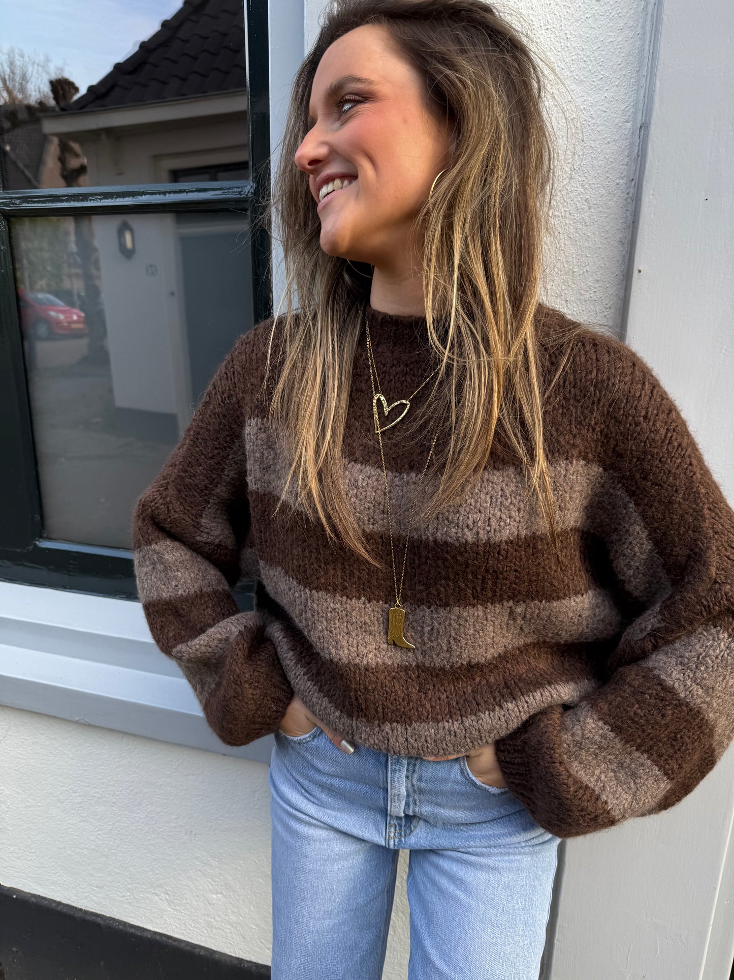 Ruby knit chocolate brown/taupe