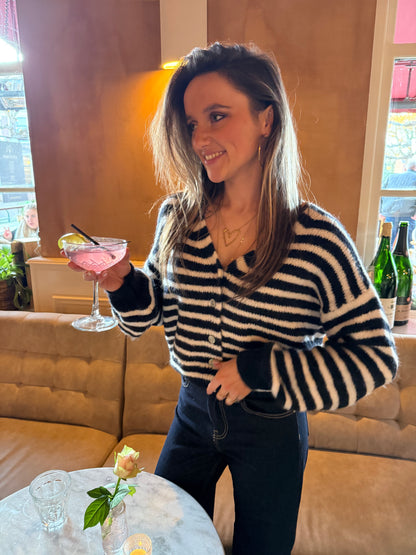 Lucy cardigan navy/white striped