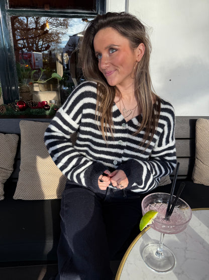 Lucy cardigan navy/white striped