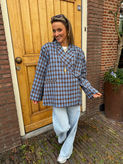 Sam boxy blazer kobalt blauw