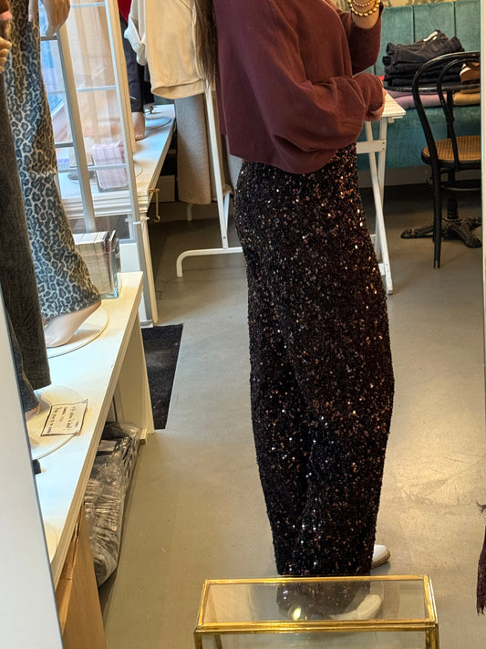 Sequin glitter pants brown