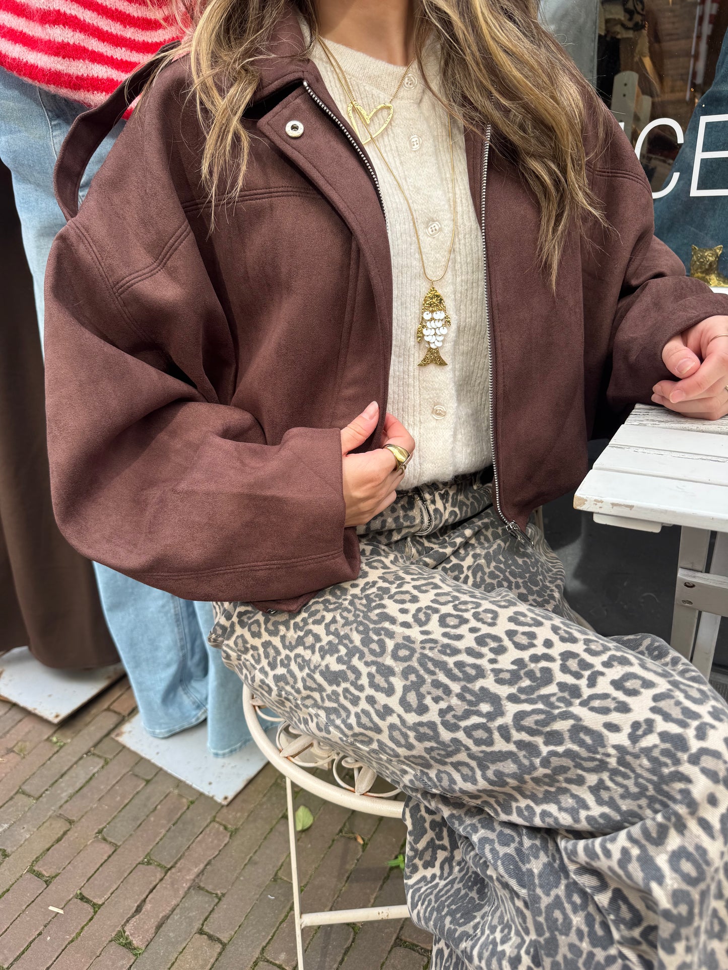 Noor suede jacket brown