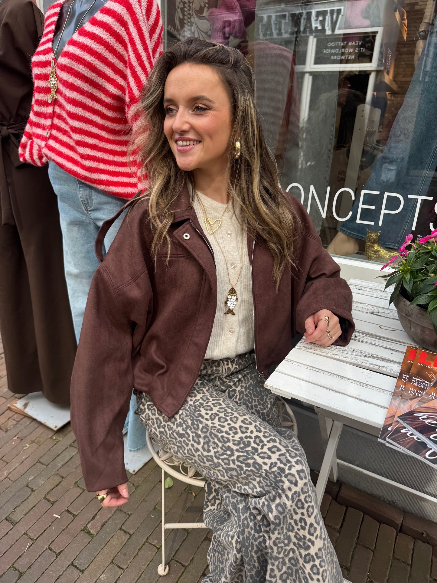 Noor suede jacket brown